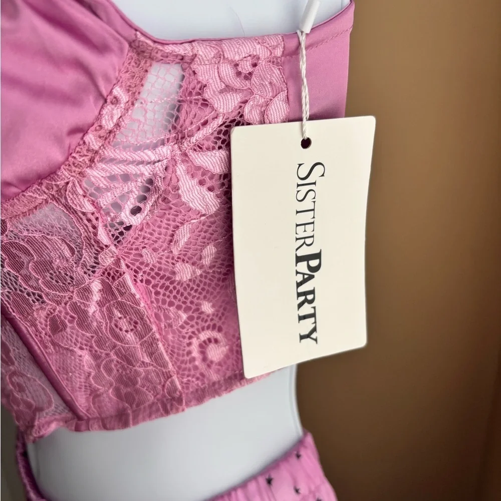 NWT Pink Lace Corset Top | SisterParty | Size: XXS